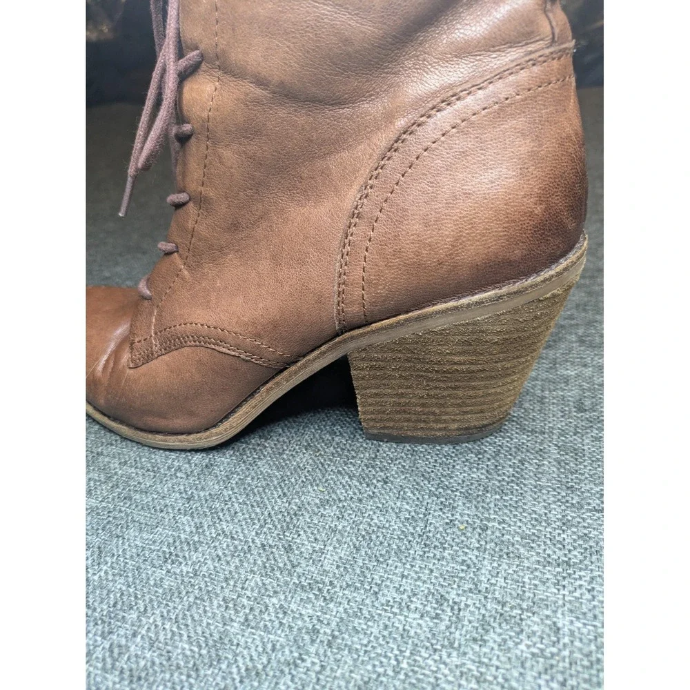 Sofft Women's Brown Leather Ankle Zip Up Boots Bootie Size 10 M Platform Heel